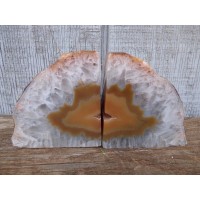 Natural Brown Agate Geode Bookends, Crystal, Decor, 3 lbs, Handmade, Rock, Stone   273381610357
